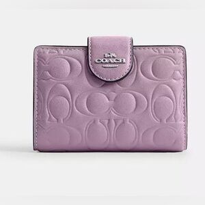 NEW Coach Medium Corner Zip Wallet – Jasmine Signature Leather NWT